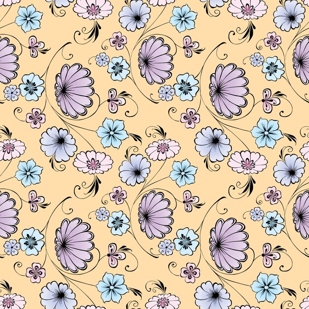 Fondo transparente de flores decorativas de fantasía