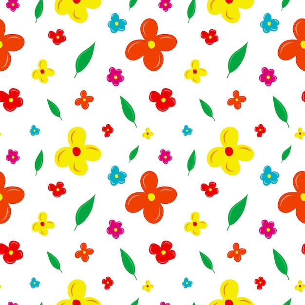 Fondo transparente con flores y hojas de primavera brillante. Para textiles, papel tapiz, papel y álbumes de recortes. Ilustración de vector aislado sobre fondo blanco.