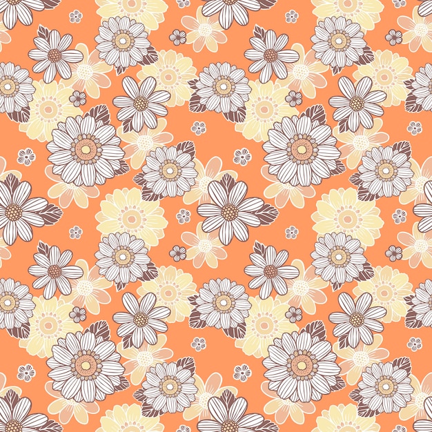 Fondo transparente con flores de margarita sobre naranja