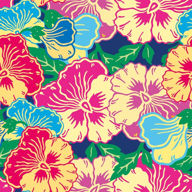 Fondo transparente de flores de pensamientos de colores