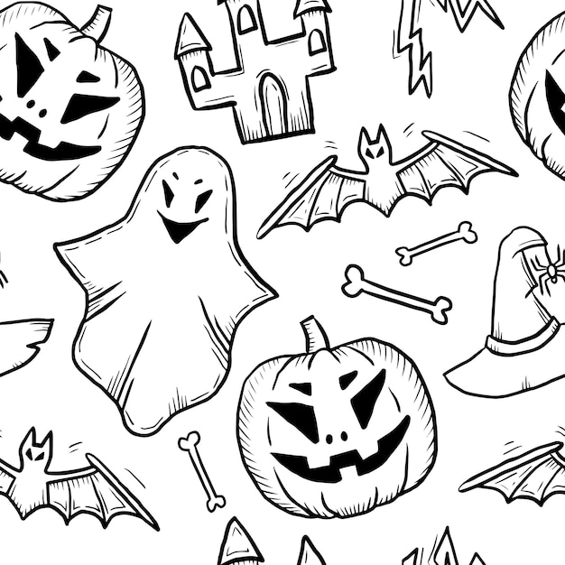 Fondo transparente de halloween doodle