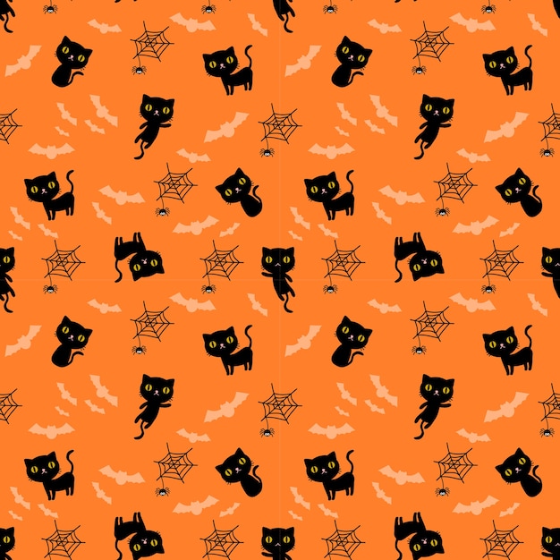 Vector fondo transparente de halloween, murciélago gato y araña