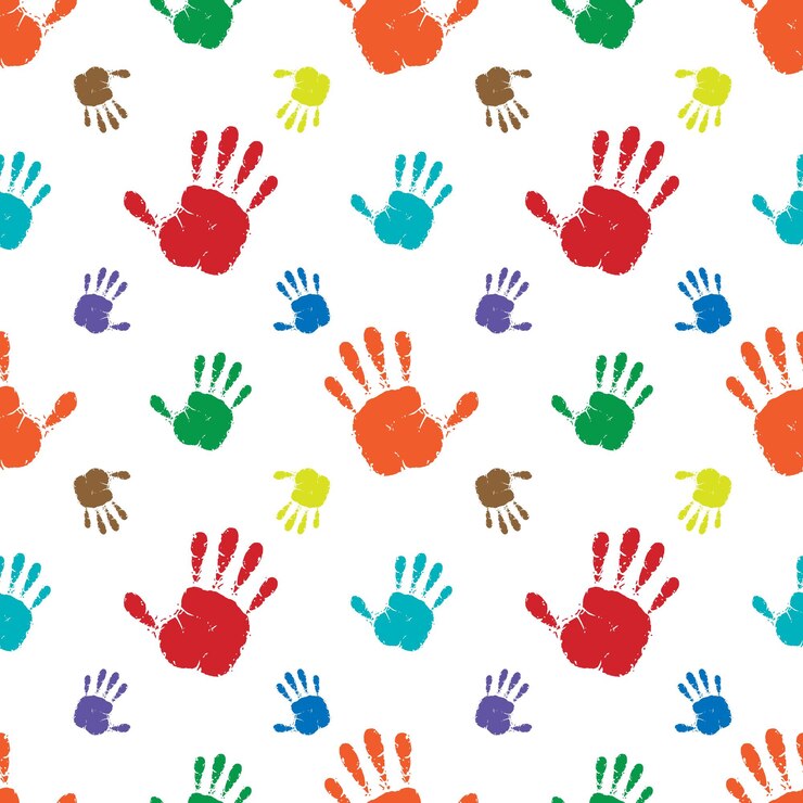 Fondo transparente hecho de huellas de manos de color