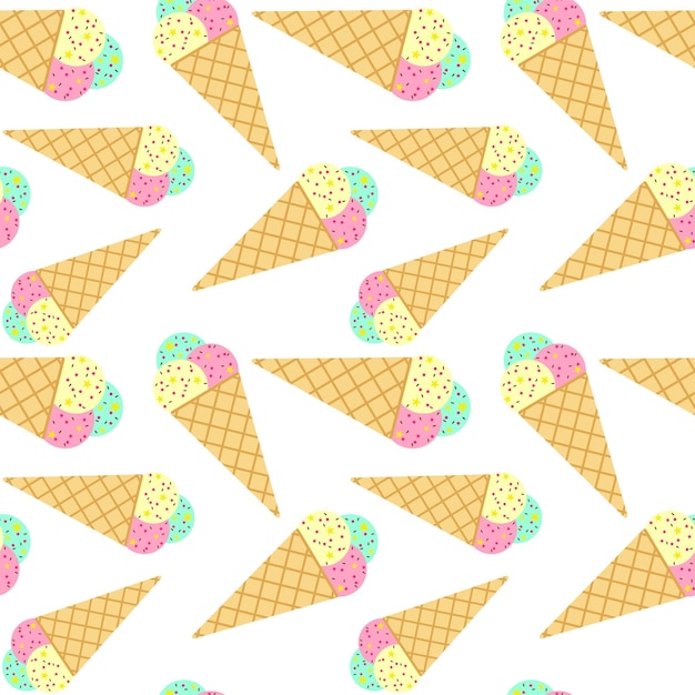 Fondo transparente de helado Conos de helado en patrón desordenado con dulces fríos