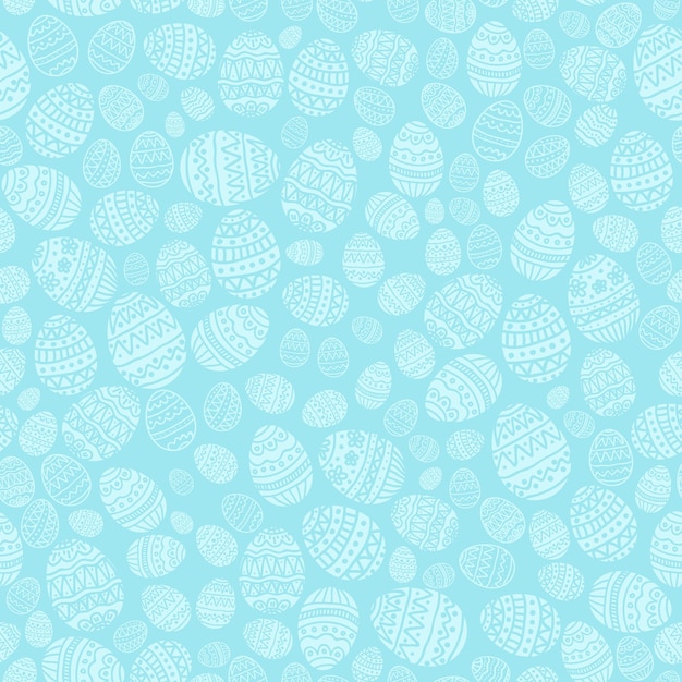 Fondo transparente con huevos de pascua sobre fondo azul. patrón de vacaciones con huevos decorativos, ilustración.