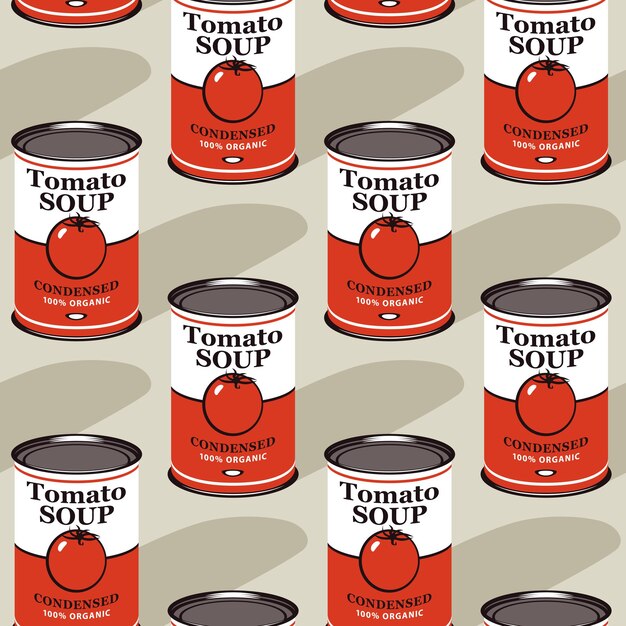fondo transparente con latas de sopa de tomate