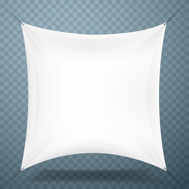 Fondo transparente del letrero de la bandera del paño blanco. Ilustración vectorial