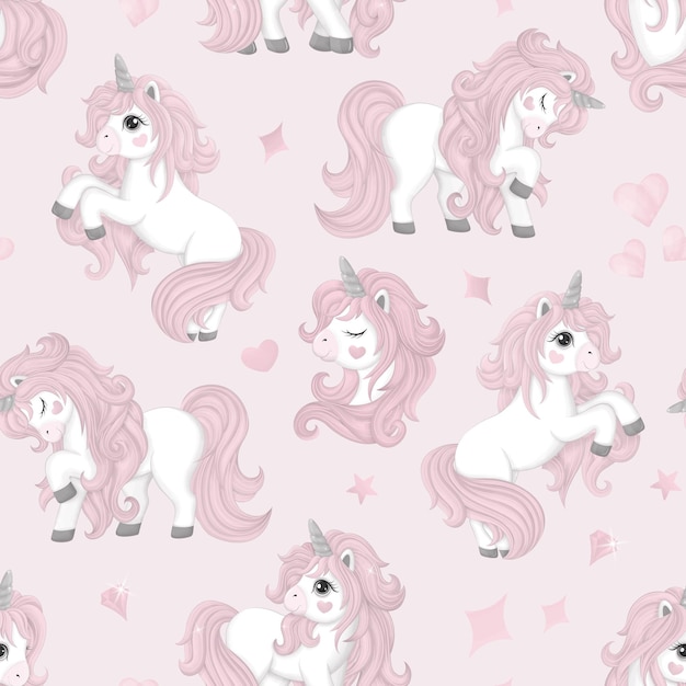 Fondo transparente lindo unicornio rosa, en un estilo acuarela. Ilustración de vector para niños, Eps10. Imprimir para platos, textiles, ropa, tarjetas de felicitación.