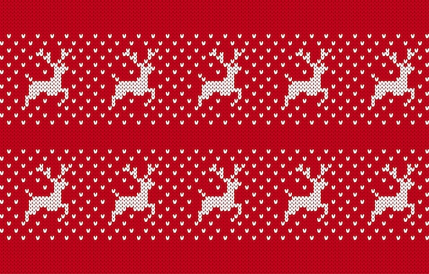 Fondo transparente de Navidad con ciervo Patrón de Navidad de punto Estampado de suéter de punto Textura roja de invierno de vacaciones