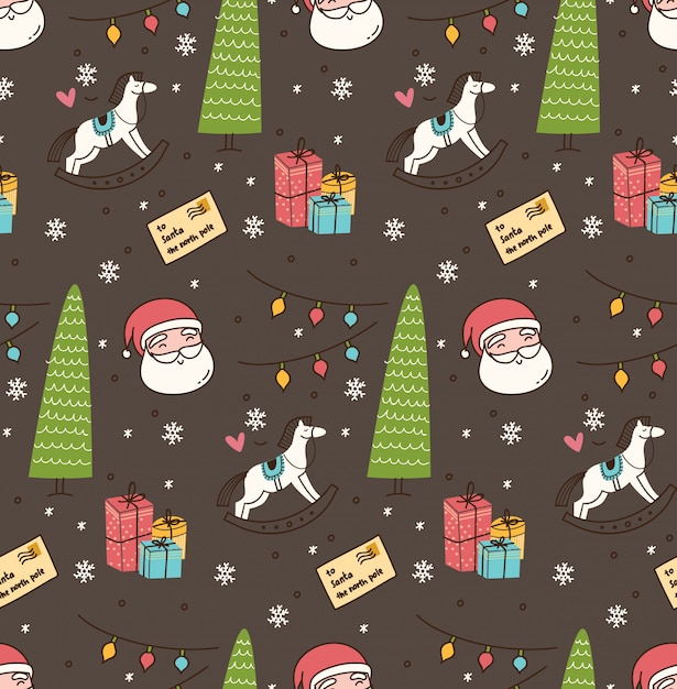 Fondo transparente de Navidad en estilo doodle