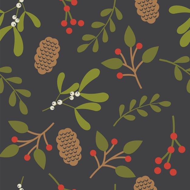Fondo transparente de Navidad con hojas de acebo y muérdago