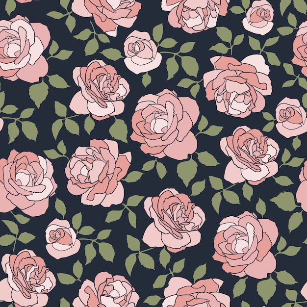 Fondo transparente oscuro con rosas claras