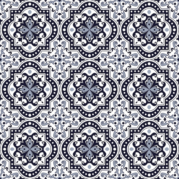 Fondo transparente, patrón de caleidoscopio cuadrado de curva redonda de tono azul vintage.
