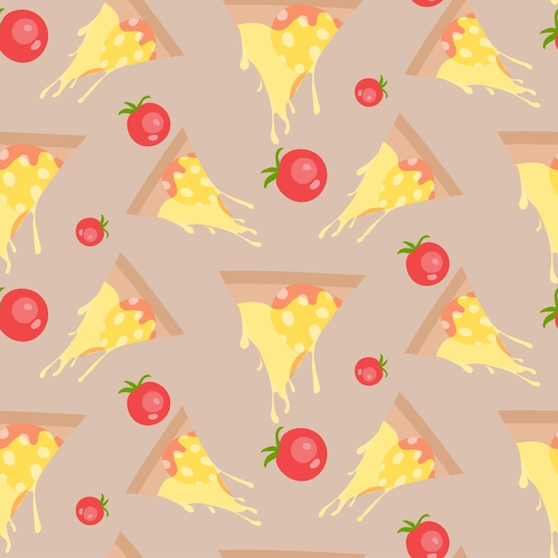 Fondo transparente con un patrón de ingredientes de pizza. Ilustración vectorial.