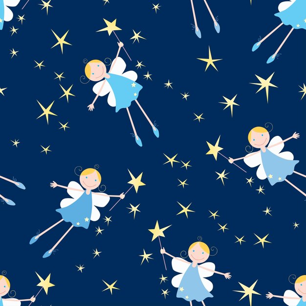 Fondo transparente de pequeñas hadas nocturnas vuelan en el cielo estrellado