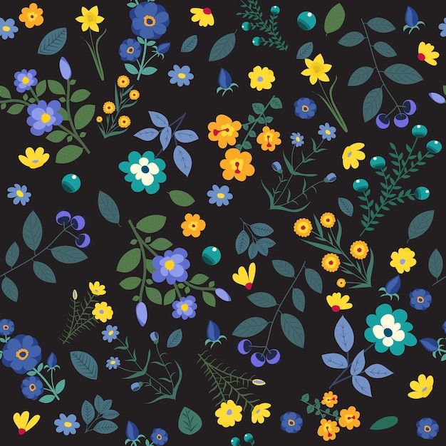 Fondo transparente de plantas de flores en vector de diseño plano