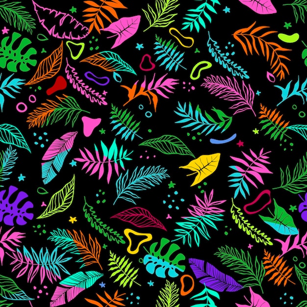 Vector fondo transparente con plantas de la selva hojas de palma fondo de pantalla hawaiano exótico floral