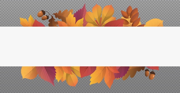 Fondo transparente de plantilla web de otoño con un lugar para su texto vector