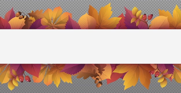 Fondo transparente de plantilla web de otoño con un lugar para su texto Vector