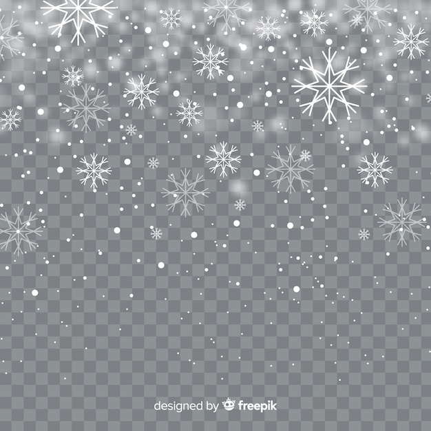 Fondo transparente realista de nieve cayendo