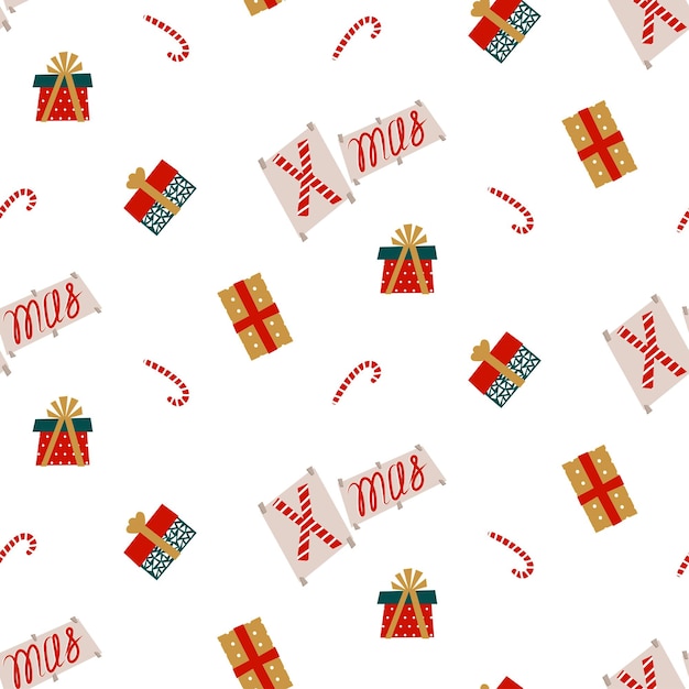Vector fondo transparente con regalos latas de caramelo carta de navidad papel de regalo festivo regalos de navidad