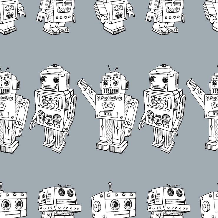 Vector fondo transparente de los robots de juguete.