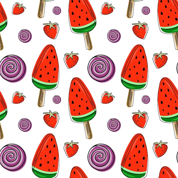 Fondo transparente con sandía Sandía en un palo Ilustración vectorial Un patrón simple