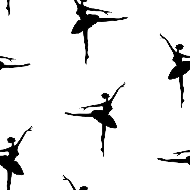 Fondo transparente de siluetas elegante bailarina bailando