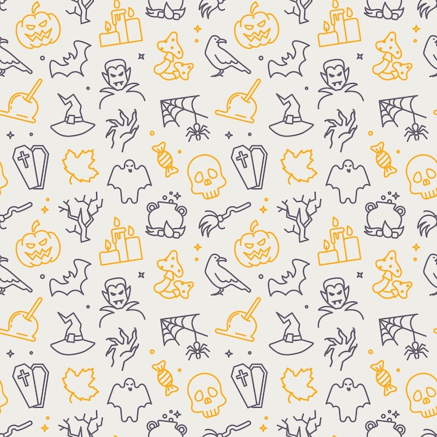 Fondo transparente con símbolos tradicionales de halloween patrón vectorial