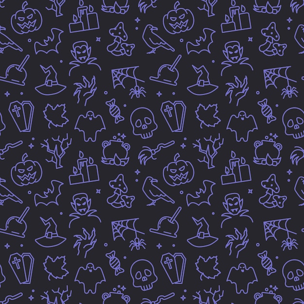 Fondo transparente con símbolos tradicionales de Halloween Patrón vectorial