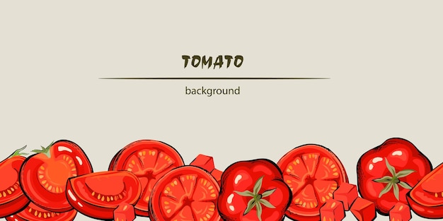 Fondo transparente de tomate o borde inferior decorativo ilustración vectorial dibujada a mano aislada en el fondo Marco de alimentos orgánicos con vegetales de tomate