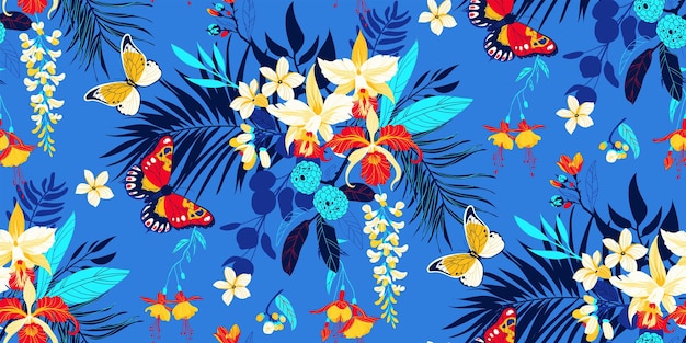 Fondo transparente tropical con flores simples