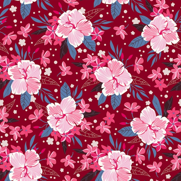 Fondo transparente tropical con flores simples