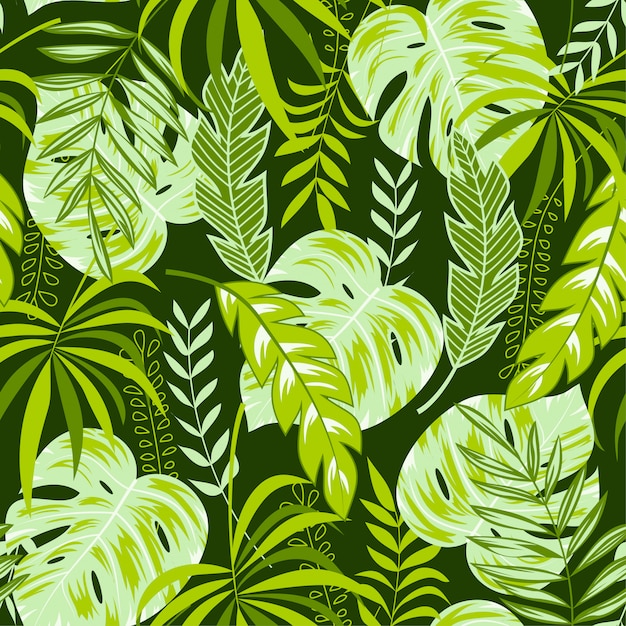 Fondo transparente tropical con hojas verdes y pasteles brillantes
