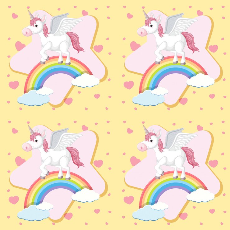Vector fondo transparente con unicornio en arco iris