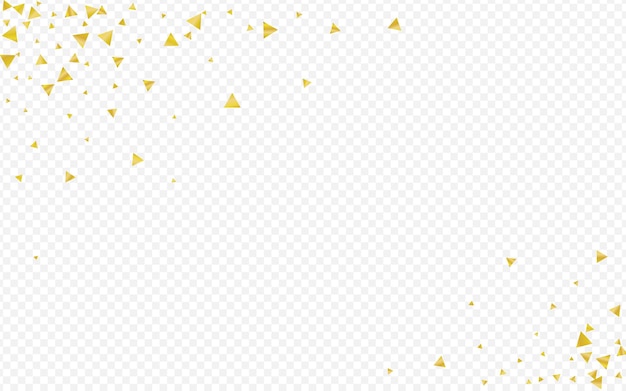 Fondo transparente de vacaciones de lentejuelas amarillas. vector ilustración de triángulo. postal de aniversario de brillo dorado. patrón de lujo brillante.