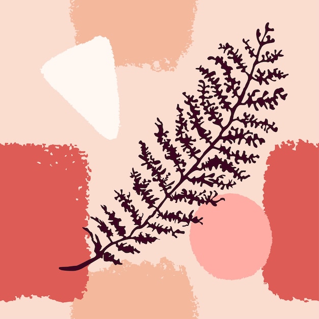 Fondo transparente de vector con formas abstractas e ilustración de estilo escandinavo de plantas