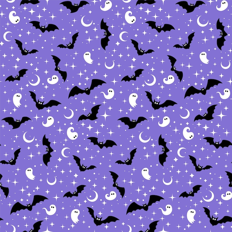 Vector fondo transparente de vector con murciélagos, lunas y fantasmas