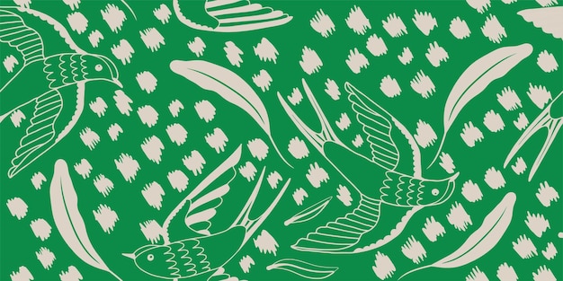 Fondo transparente de vector con pájaros voladores golondrinas bue y blanco