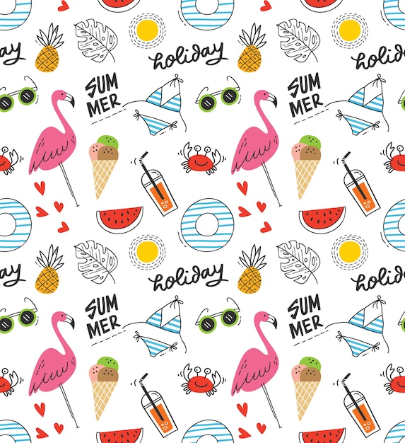 Fondo transparente de verano doodle