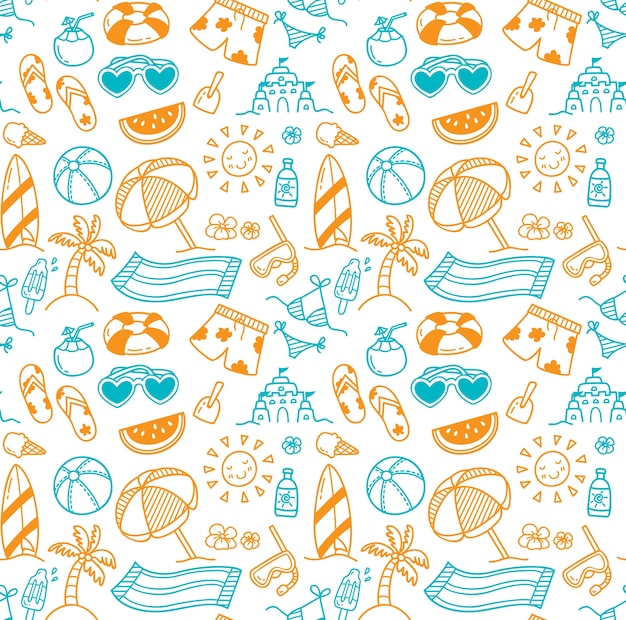 Fondo transparente de verano doodle