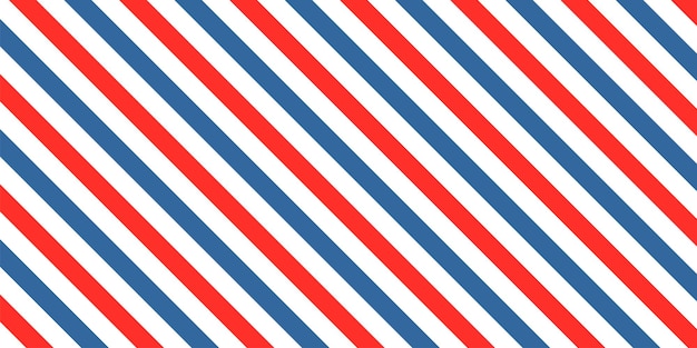 Fondo de trazador de líneas de color de peluquero. Patrón de vector rojo azul. Patrón de rayas diagonales. EPS 10