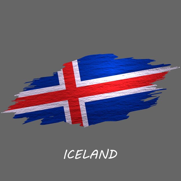 Fondo de trazo de pincel de bandera de Islandia con estilo grunge