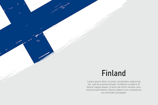 Vector fondo de trazo de pincel de estilo grunge con bandera de finlandia