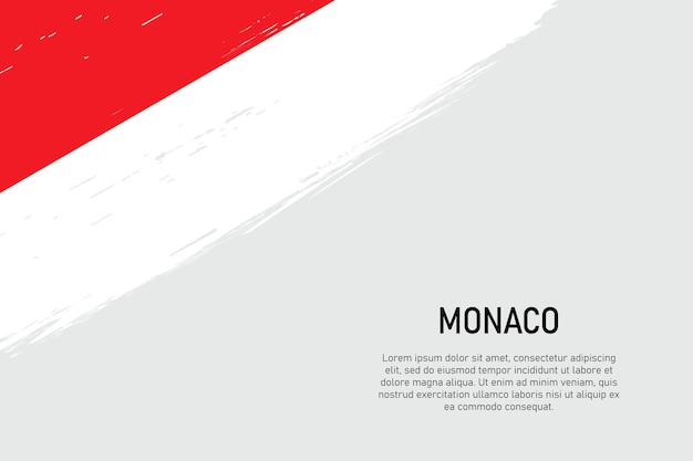 Fondo de trazo de pincel de estilo grunge con bandera de Mónaco