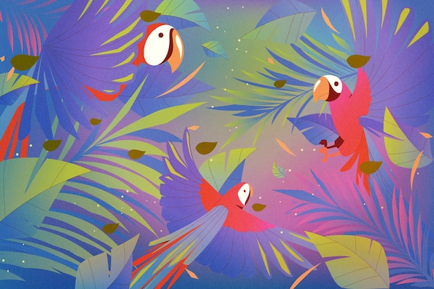 El fondo tropical de colores gradientes