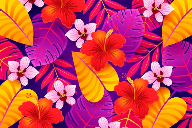 El fondo tropical de colores gradientes