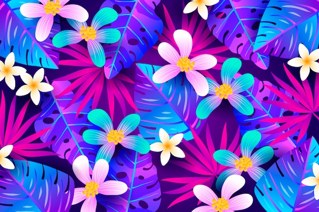 El fondo tropical de colores gradientes