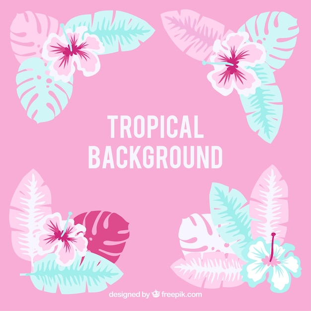 Fondo tropical colorido con diseño plano