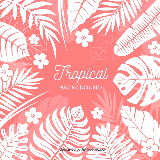 Vector fondo tropical con hojas y flores